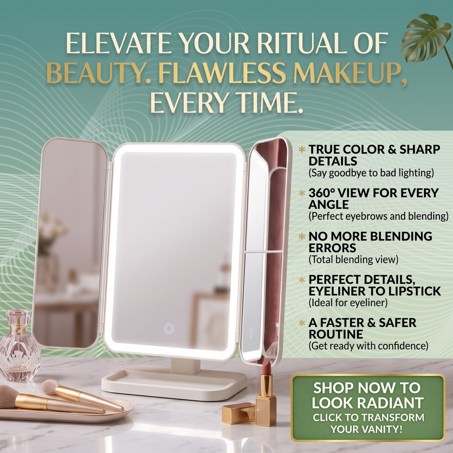 Trondela™ Smart LED Trifold Vanity Mirror